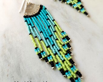 Handmade Long Beaded Fringe Earrings