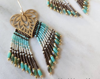 Handmade Beaded Fringe Earrings, Made on Maui