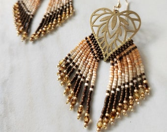 Handmade Beaded Fringe Earrings, Made on Maui