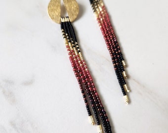 Handmade Beaded Fringe Party Earrings, Made on Maui