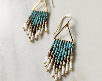 Handmade Beaded Fringe Earrings, Mini