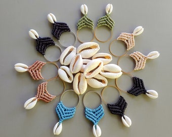 Handmade Cowrie Macrame Earrings