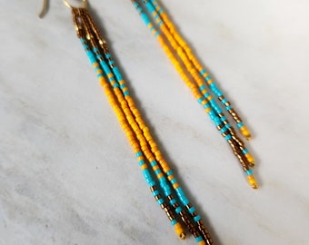 Handmade Beaded Fringe Earrings, Southwest