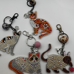 Diamond painting cats keychains