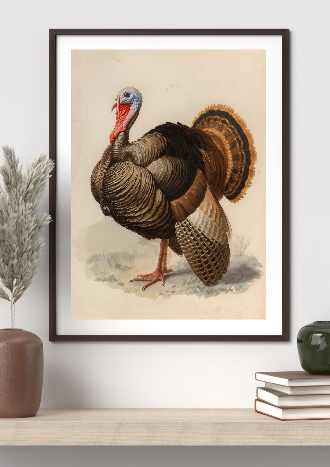 Vintage Turkey Wall Art | Thanksgiving Painting | Rustic Farmhouse ...
