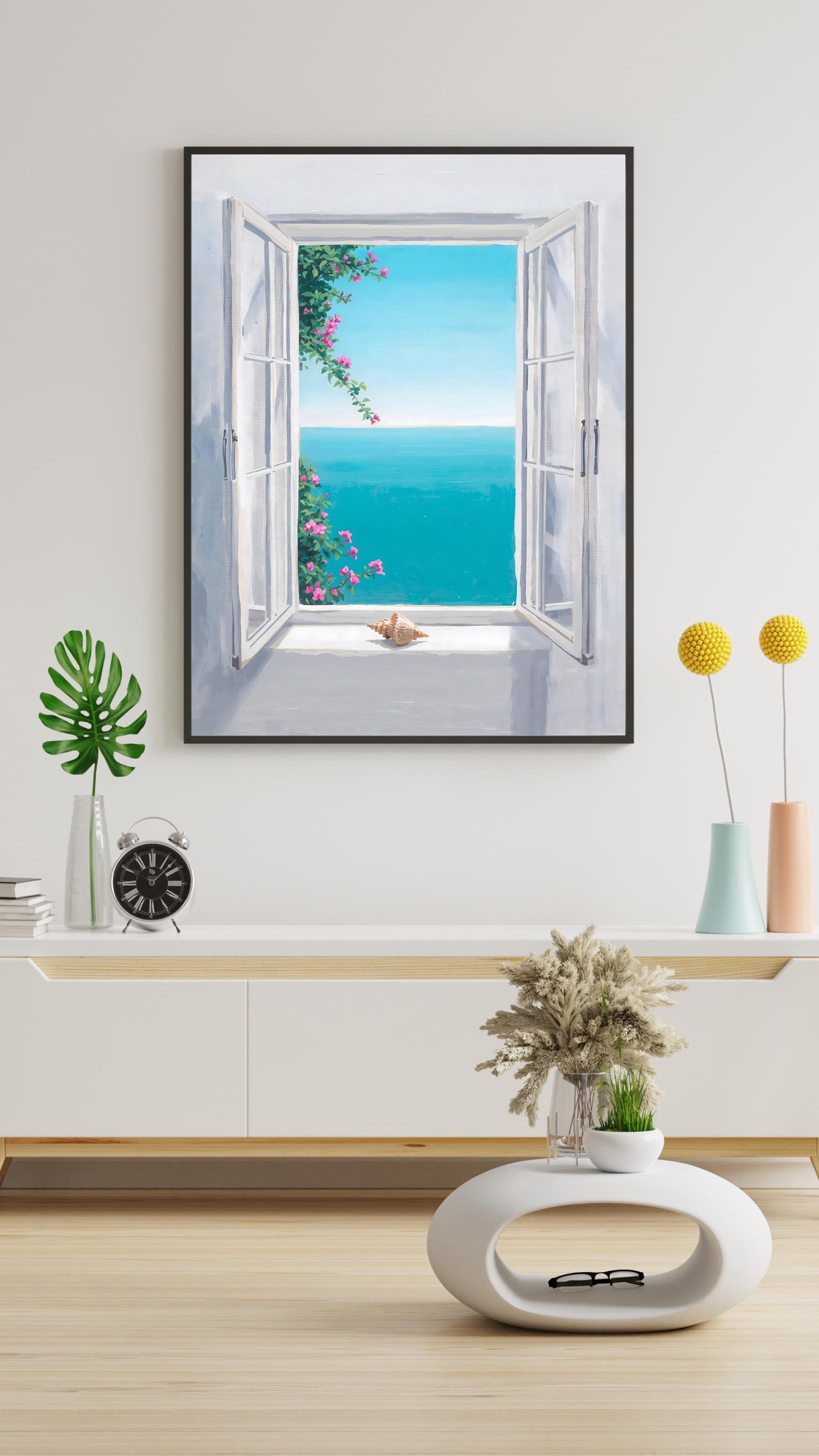 Open Window Ocean View Print | Coastal Wall Art | Mediterranean Sea ...