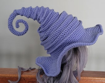 Lilac Twisted Witch Hat / Halloween Witch Hat for Adults