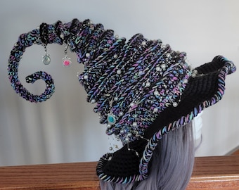Mermaid twisted crochet witch hat – Halloween costume accessory, witchy gift, spooky cosplay hat