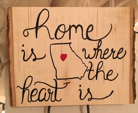 Home Is Where The Heart Is State Sign Handpainted State Sign Etsy