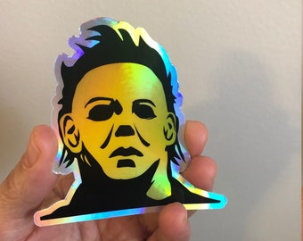 Halloween Inspired Yellow Michael Myers Hologram Vinyl Sticker Decal