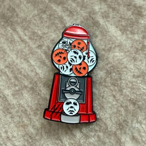 Halloween Michael Myers inspired Spooky Retro Bubblegum Machine Soft Enamel Pin Glow in the Dark