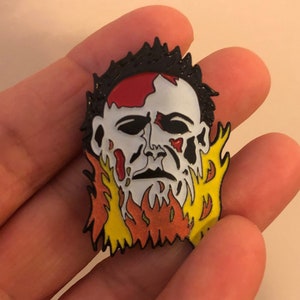 Halloween Michael Myers on Fire Glow in the Dark Soft Enamel Pin