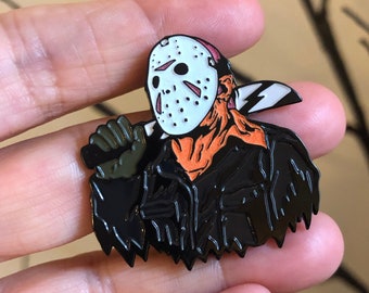 Jason Friday the 13th Inspired GLOW in the Dark Soft Enamel Pin