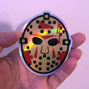 Jason Friday the 13th Inspired Original Mask Rainbow Hologram Vinyl Sticker Decal