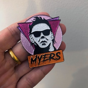Halloween Michael Myers Inspired GLITTER 80&#39;s Rayban Sunglasses Soft Enamel Pin