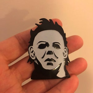 LARGE 2&quot; Halloween Glow in the Dark Michael Myers Inspired Soft Enamel Pin