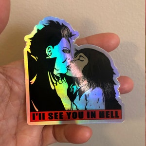 Halloween Resurrection Inspired Michael & Laurie Kissing Hologram Sticker