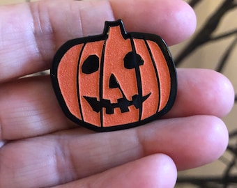 Halloween Inspired Orange Pumpkin GLOW in the Dark Soft Enamel Pin