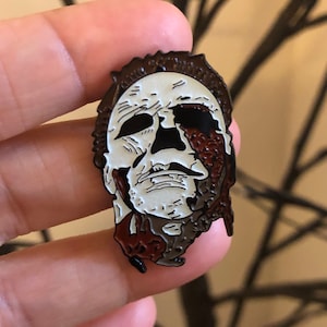 Halloween Inspired Michael Myers Ripped Mask GLOW in the Dark Soft Enamel Pin