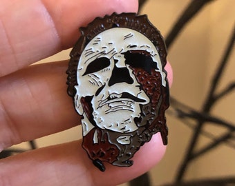 Halloween Inspired Michael Myers Ripped Mask GLOW in the Dark Soft Enamel Pin