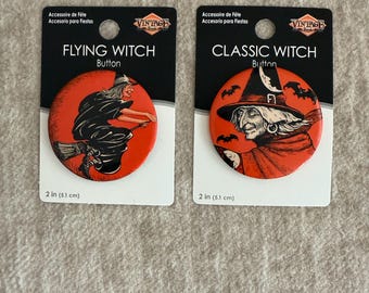 Halloween Spooky Vintage Style Beistle 2" Button Set of 2