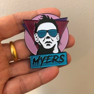 Halloween Michael Myers Inspired GLITTER 80&#39;s Shutter Shades Soft Enamel Pin