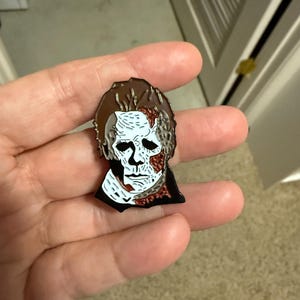 Halloween Inspired Michael Myers Ripped Mask GLOW in the Dark Soft Enamel Pin