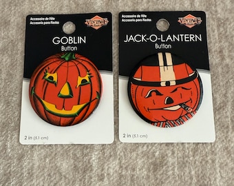 Halloween Spooky Vintage Style Beistle 2" Button Set of 2