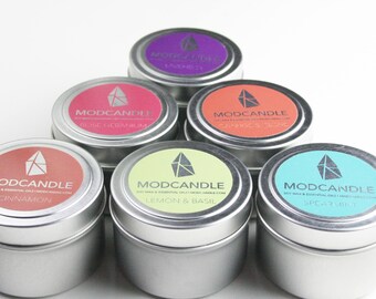 Essentials Modcandle Sample Set - 6 candles - 4 oz each -  Oil Candle -  Soy Wax - Aromatherapy - Home Decor  - Collection