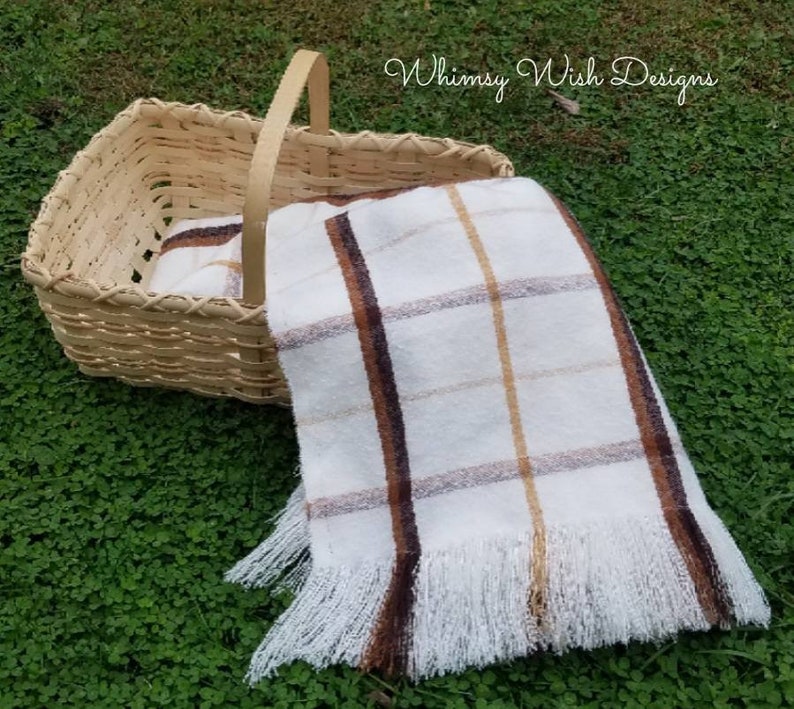 Blanket Shawl Cream and Brown Plaid