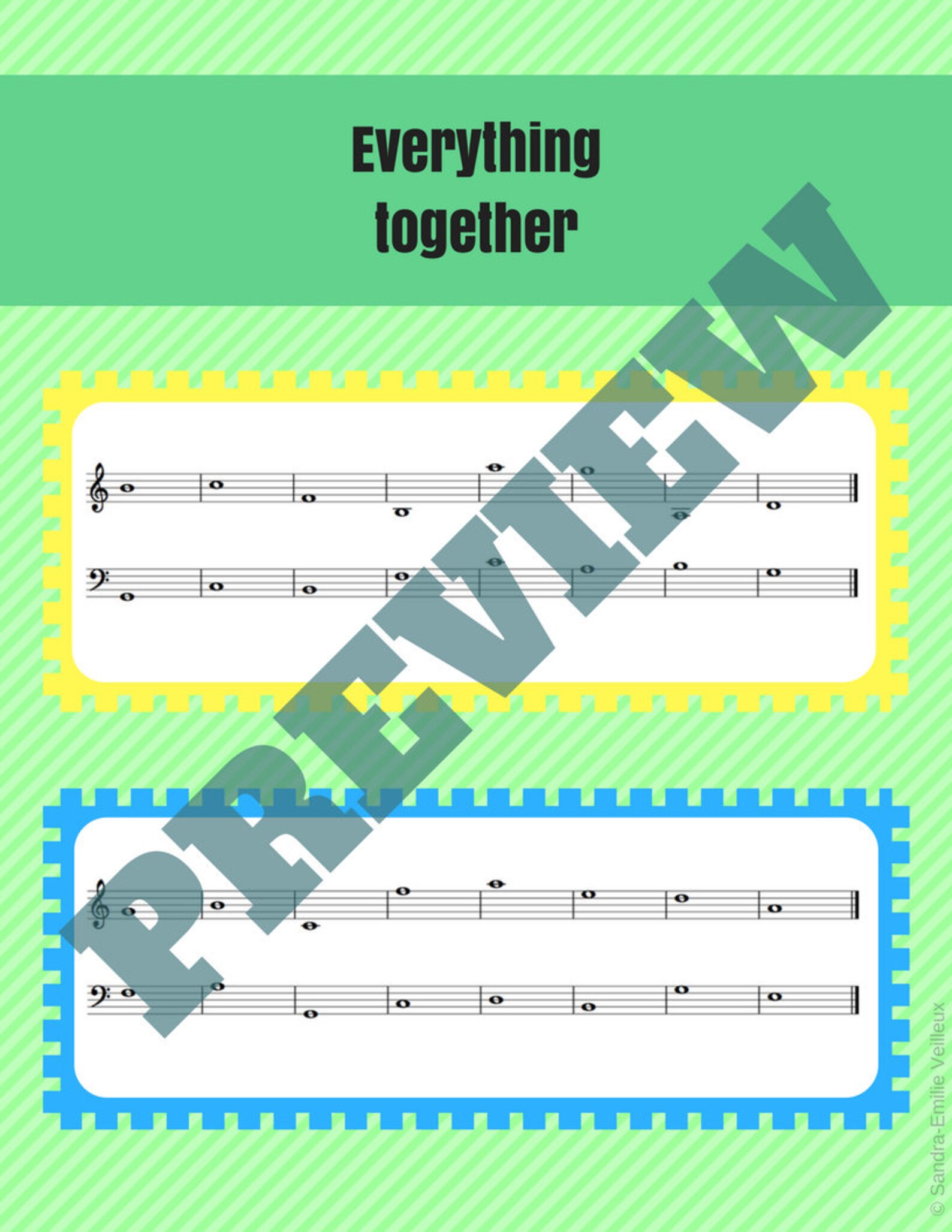 Note Identification - Treble Clef and Bass Clef - Etsy