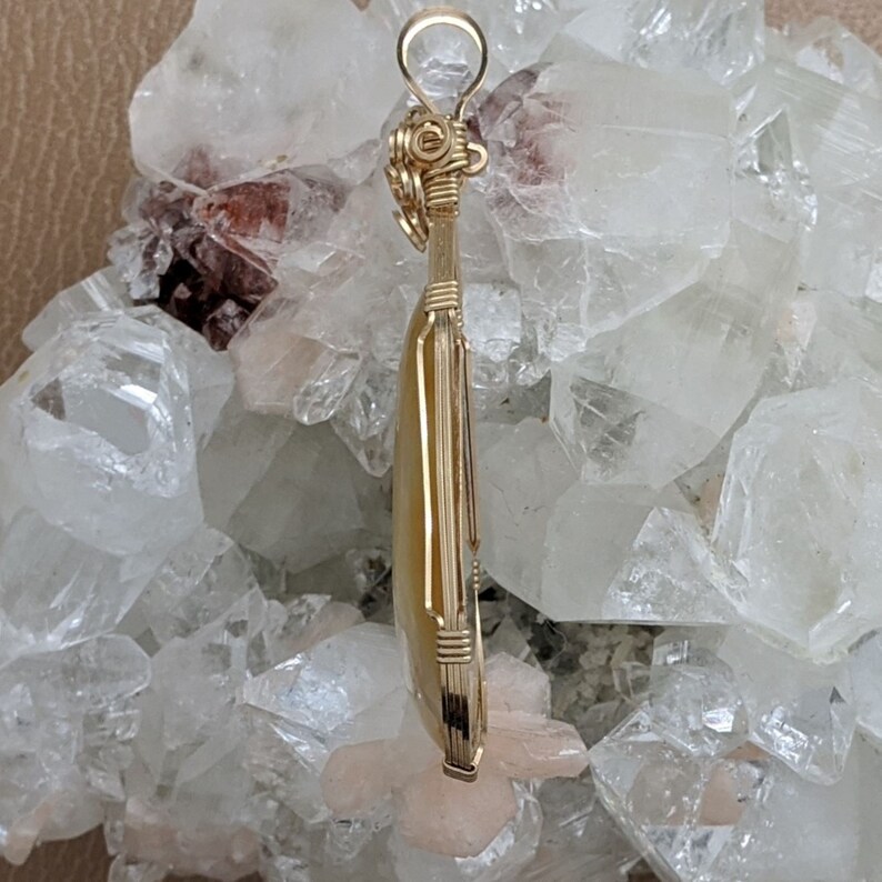 Wire Wrap Natural Stone Pendant Hand Wrap Agate 14K Gold Filled Hand Wrapped Wire Wrapped Stone