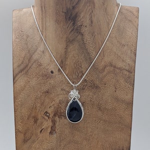 Natural Stone Pendant Sodalite Silver Layering Necklace Sterling Silver Stone Wire Wrap image 2
