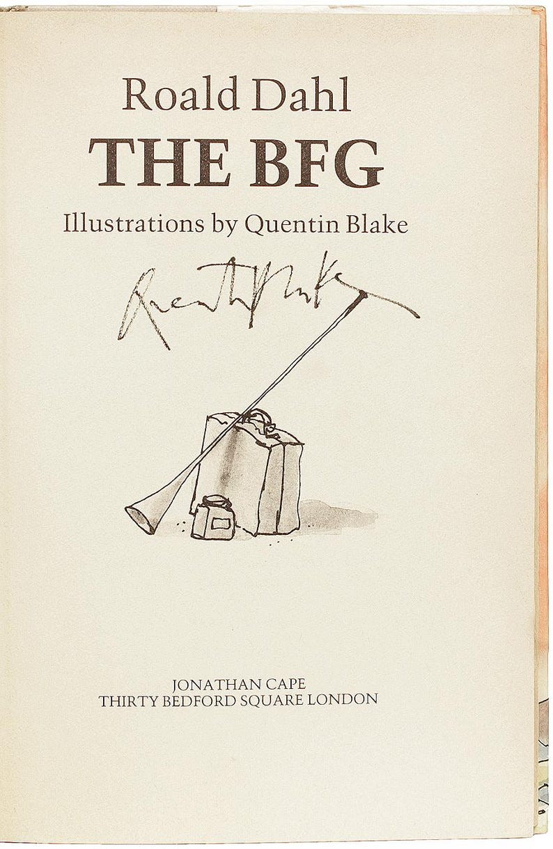 Roald Dahl. the BFG. (1982 - First Edition - Signed by the Illustrator ...