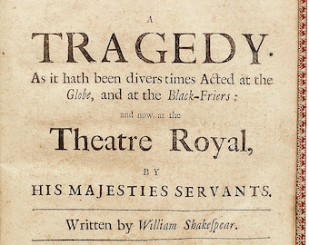 SHAKESPEARE, William. Othello, The Moor of Venice. A Tragedy. (1695 - SIXTH EDITION)