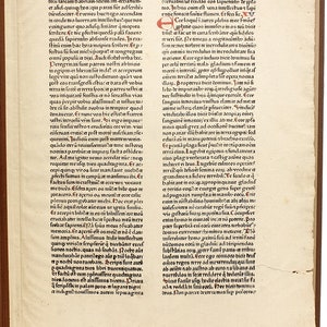 BIBLE; Latin; Vulgate. BIBLIA LATINA - Fust and Schoeffer 48-line Bible leaf. (Mainz: Johann Fust & Peter Schoeffer, 14 August 1462)