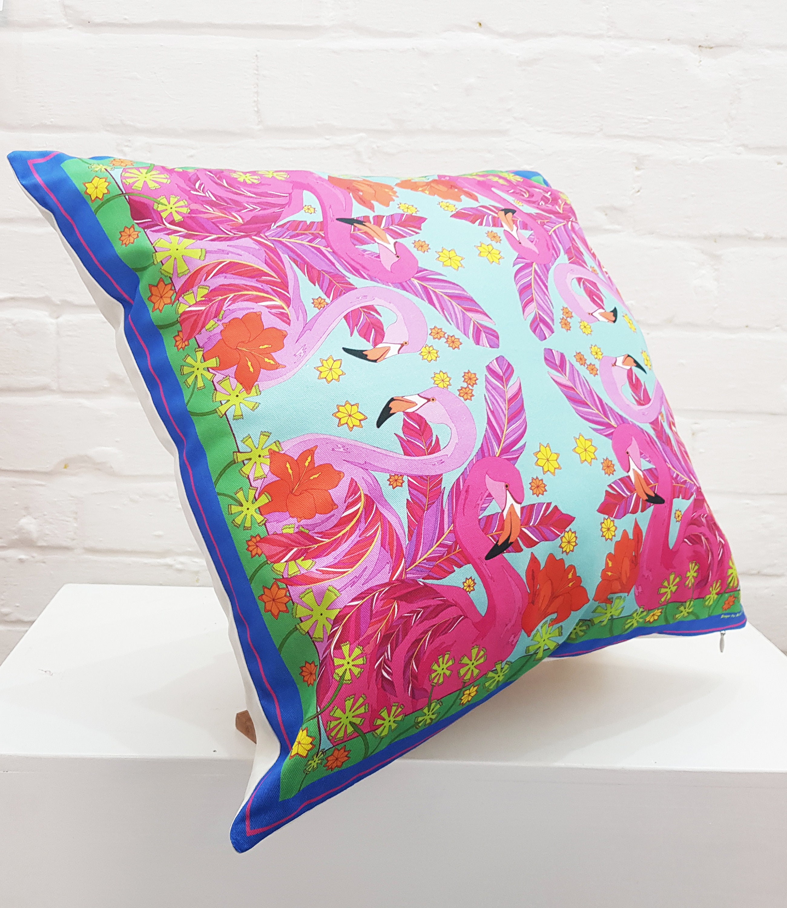 Flamingo original illustrated cushion cotton cushion square Etsy