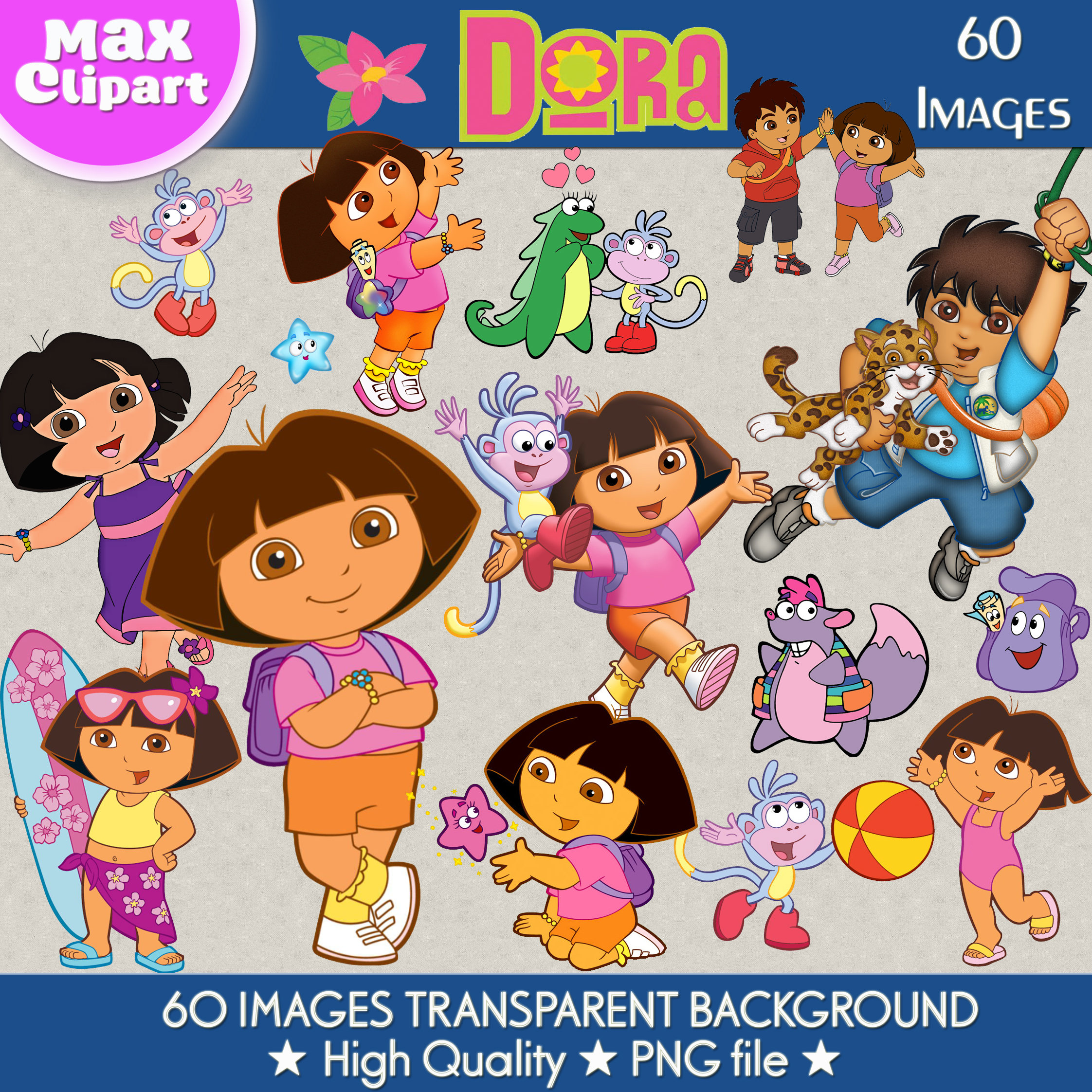 DORA THE EXPLORER clipart png images Digital Cliparts Etsy