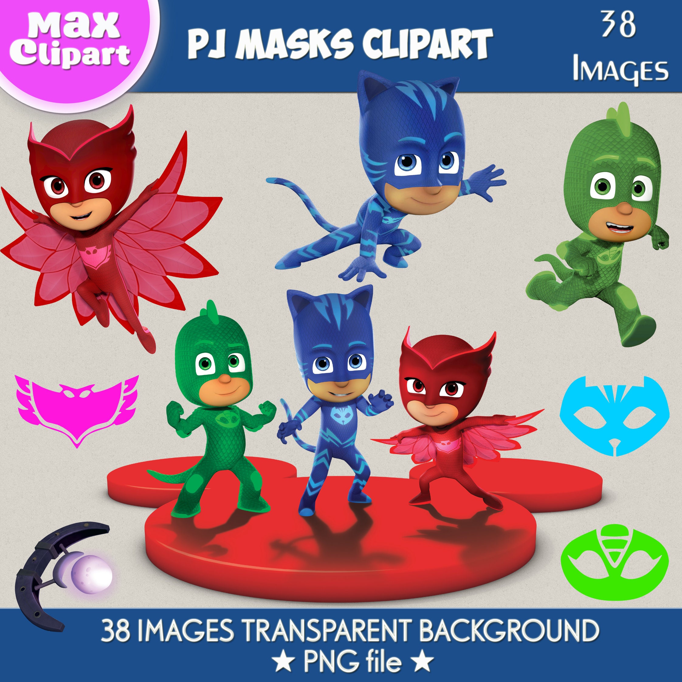 PJ MASKS clipart PJ Masks images Digital Clipart Png file Etsy