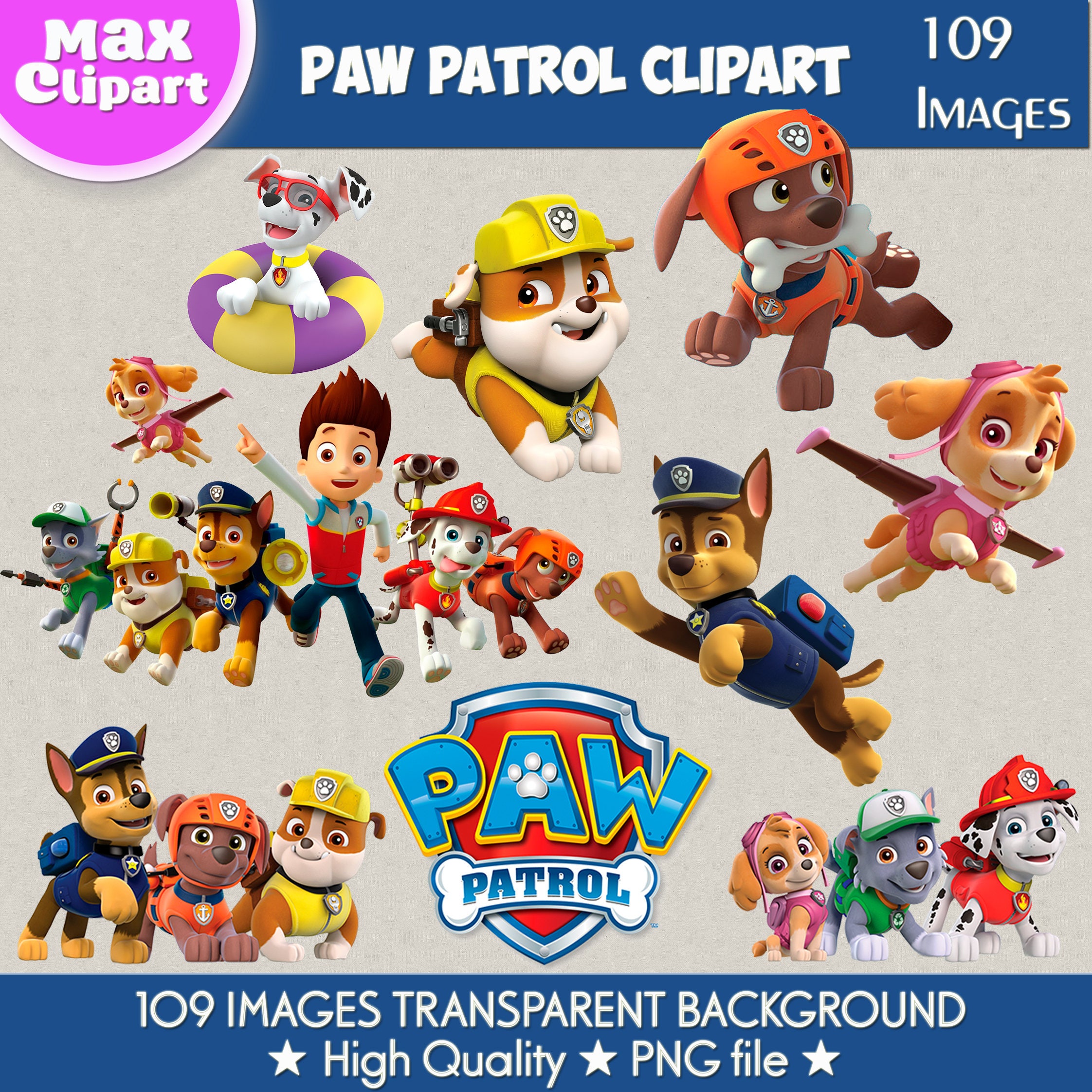 PAW PATROL CLIPART Digital Cliparts Stickers Decals Etsy