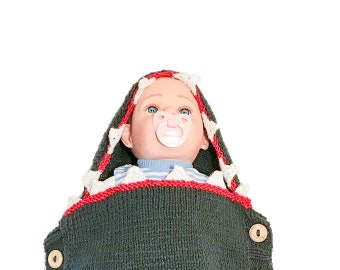 Patroon gebreide babyslaapzak haai, patroon pasgeboren cocon, omslagdoek dierenthema met capuchon, Instant Download