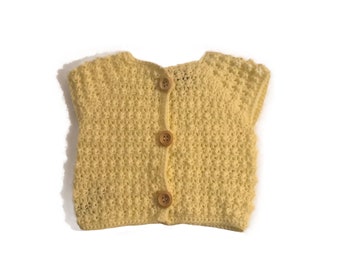 Newborn Short Sleeve Yellow Cardigan/ Newborn Gift Accessories/ Baby Girl Cardigan/ Baby Boy Jacket/ Coming Home Outfit