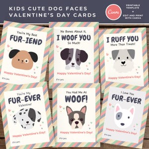 Cute Dog Valentine&#39;s Day Cards | Dog Valentine&#39;s Cards | Printable Classroom Valentine&#39;s Day Card | Kids Valentine&#39;s Day | Kawaii Valentines