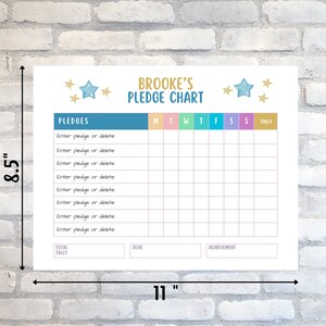 Pledge Calculation Chart DIGITAL Kids Routine Chart | Kids Challenge Chart | Kids Book Reading ...