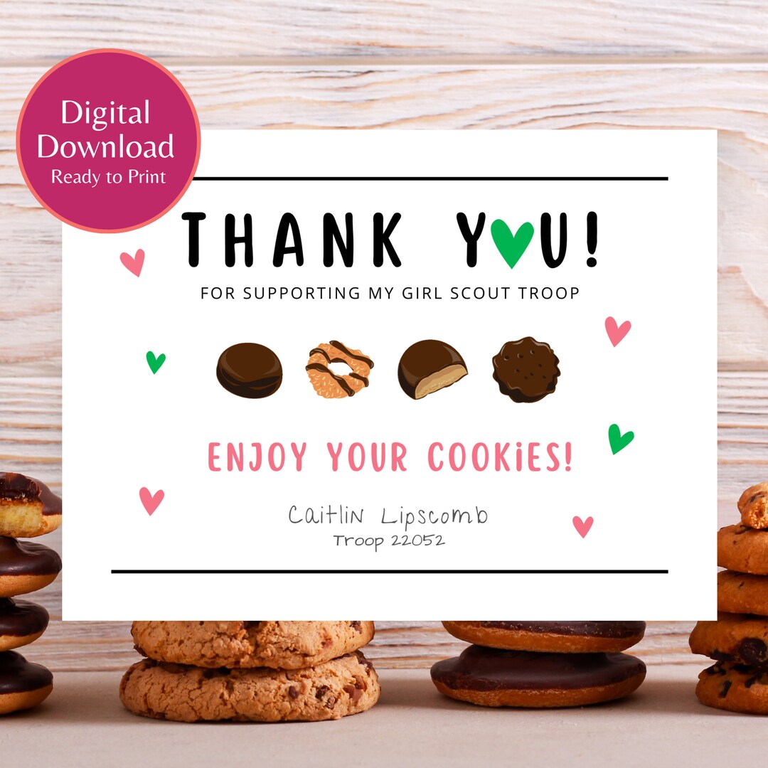 DIGITAL Girl Scout Cookies Thank You Tags Thank You Tags Girl Scout
