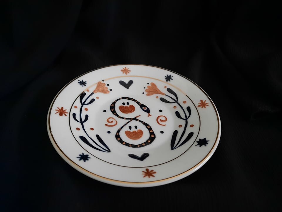 Coupelle de Sorcière en Porcelaine Peinte à La Main - Serpent