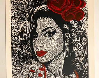 Amy Winehouse 50x70 handfinished screen-print artists proof 1/5
