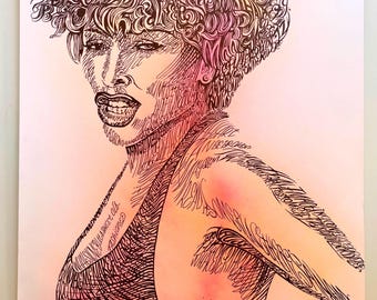 Tina monochrome A1 screenprint with hand spray