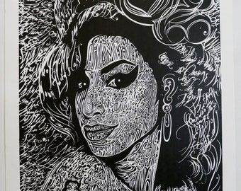 Amy Winehouse 50x70 handfinished screen-print artists proof 1/1