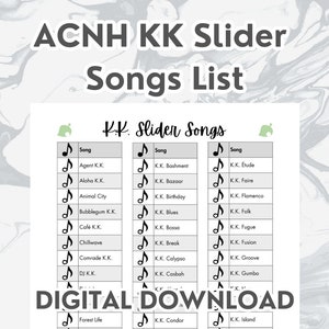 ACNH K.K. Slider Songs Checklist - DIGITAL DOWNLOAD | Acnh Tracker, Acnh Checklist, Acnh Printable, K.K. Songs